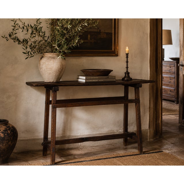 Wood Antique Early 19th Century Italian Rustic Farmhouse Console Table For Sale - Image 7 of 8