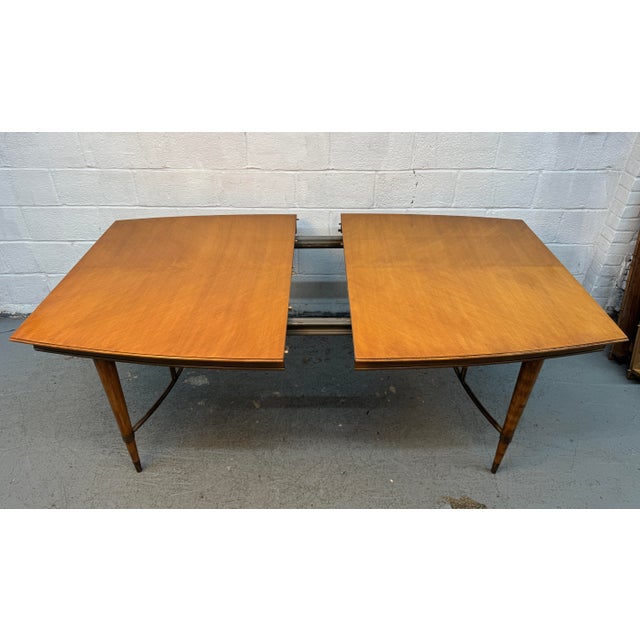 Goldenrod "Forward Trend Collection" Expanding Dining Table Attributed to Johnson Furniture For Sale - Image 8 of 18