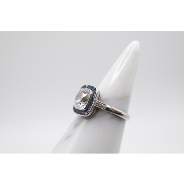 Mid 20th Century Mid 20th Century Diamond Ring With Sapphire Halo, Size 6.5 For Sale - Image 5 of 7