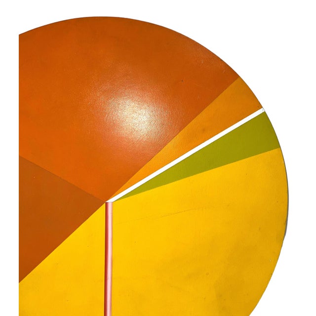 Reuven Berman Kadim, Israeli Round Tondo Hard Edged Geometric Abstract Color Painting Reuven Berman, 1974 For Sale - Image 9 of 17