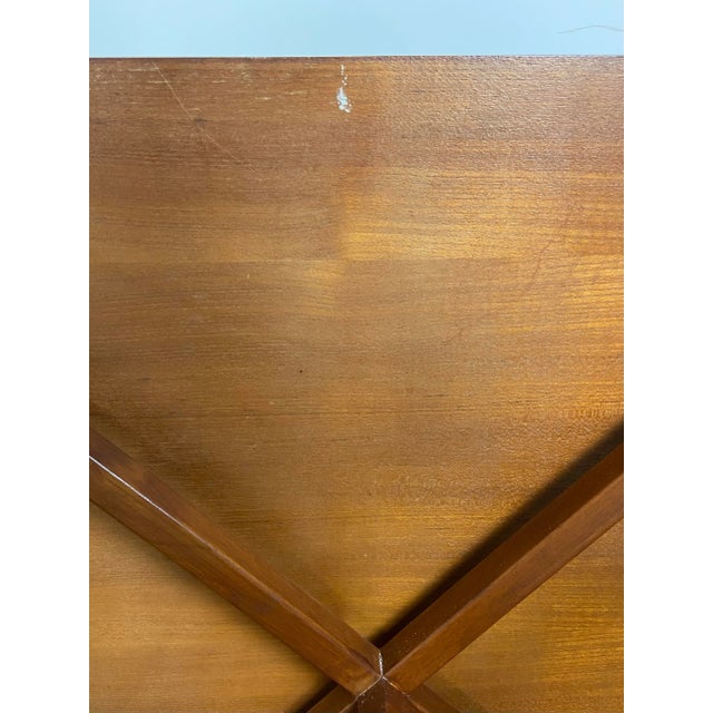 Wood Mid 20th Century Mid-Century Modern Walnut Square Coffee Table W X-Base For Sale - Image 7 of 8