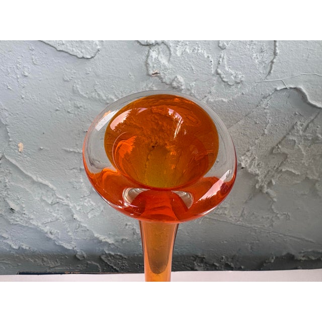 Mid 20th Century 1960s Swedish Åseda Glasbruk Orange Art Glass Bud Vase, Attributed to Bo Borgström For Sale - Image 5 of 11