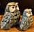 Beige Vintage Japanese Mottled Glazed Stoneware Owl Candle Lanterns, 1970s, Set of 2 For Sale - Image 8 of 11