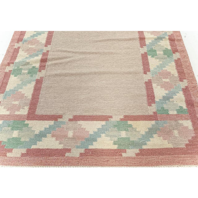 Mid 20th Century Vintage Swedish Flat-Weave Rug For Sale - Image 5 of 7