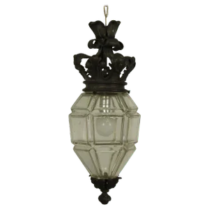 1920s Glass Lantern With Crown Top
