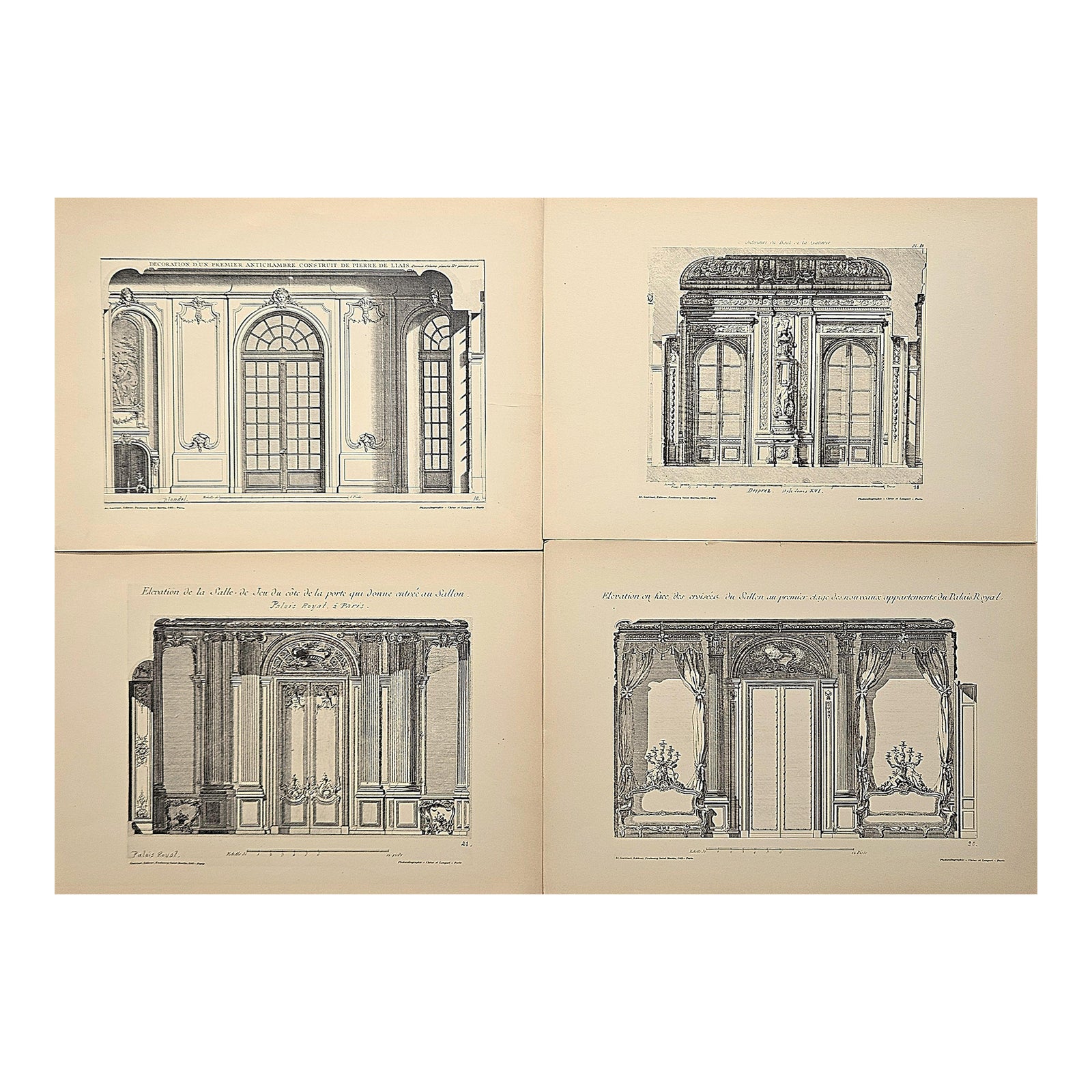 C1880s Set of 4-Antique French Architecture Interior Lithographs-Doors ...