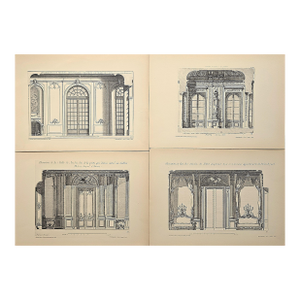 C1880s Set of 4-Antique French Architecture Interior Lithographs-Doors, Windows-Documentation