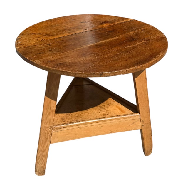 Antique English Country Rustic Pine Cricket Table.