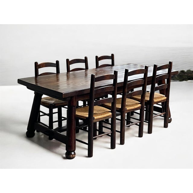 Vintage Brutalist Table and Chairs by Georges Robert, 1960s, Set of 7 For Sale - Image 6 of 18