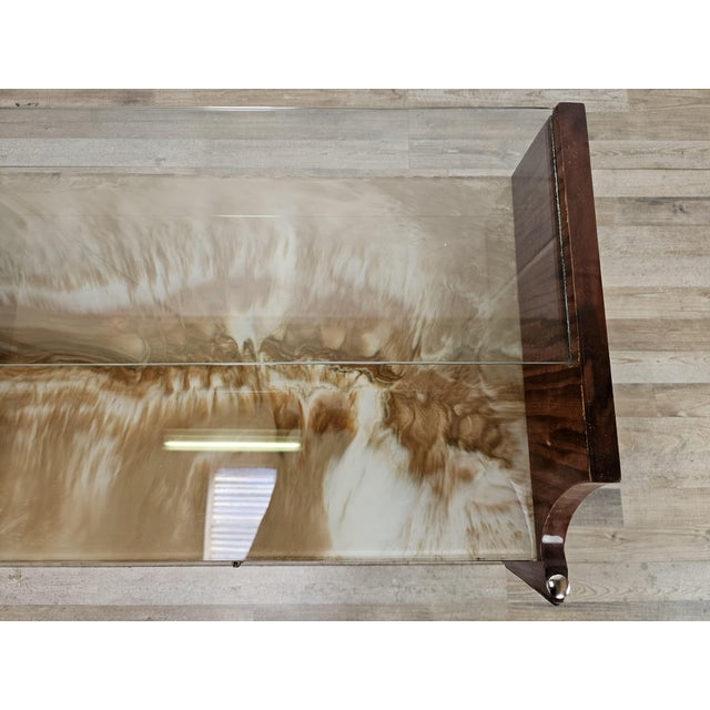 Mid-Century Mahogany Nightstands with Double Glass Tops, 1960, Set of 2 For Sale - Image 11 of 18
