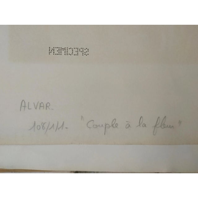 Couple with Flower Lithograph by Alvar Sunol, 1976 For Sale - Image 3 of 4
