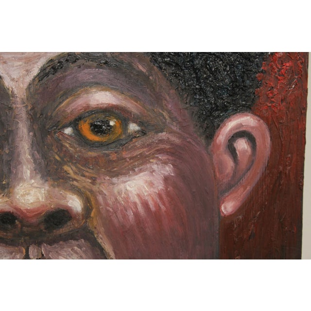 Red Modernist Impasto Portrait of Musician Original Painting, Signed 'Juan' For Sale - Image 8 of 13