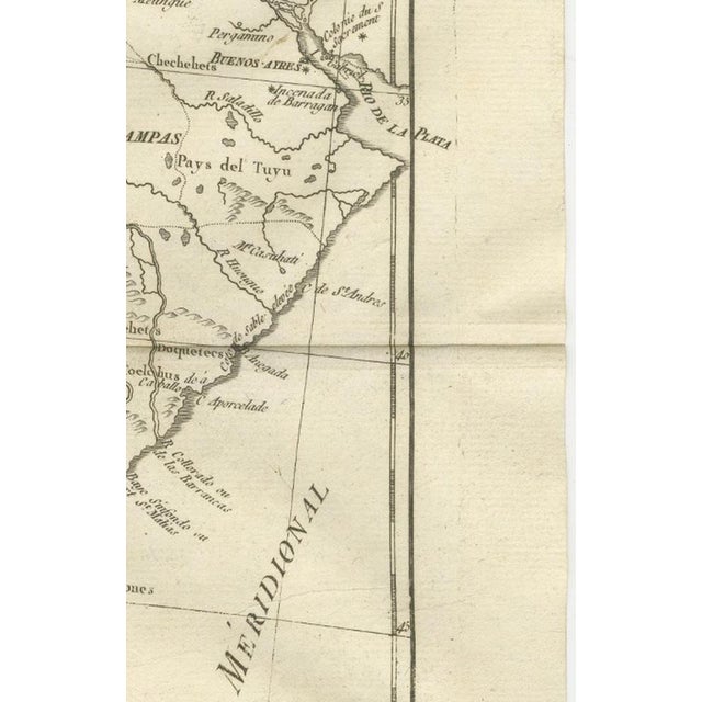 Gold Chile from Peru to Cape Horn Enlightenment Map by Rigobert Bonne, 1780s For Sale - Image 8 of 12