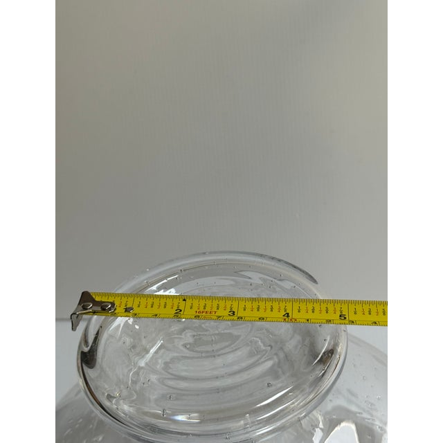 Transparent Oscar De La Renta-Miles Redd Large Heart Etched Footed Handmade Glass Bowl For Sale - Image 8 of 15