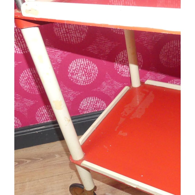Vintage Bar Cart Tea Cart Red-White Dinette, 1970s For Sale - Image 4 of 13