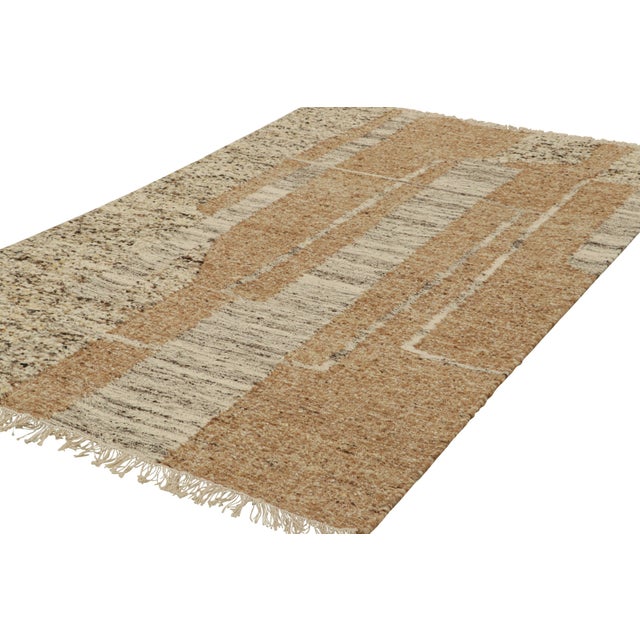 Rug & Kilim Rug & Kilim’s Abstract Flatweave in Beige-Brown With Geometric Patterns For Sale - Image 4 of 7