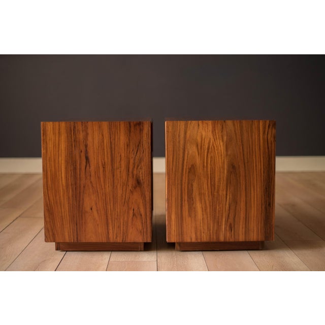Red Vintage Pair of Rosewood Danish Modern Bedside Table Nightstands For Sale - Image 8 of 18