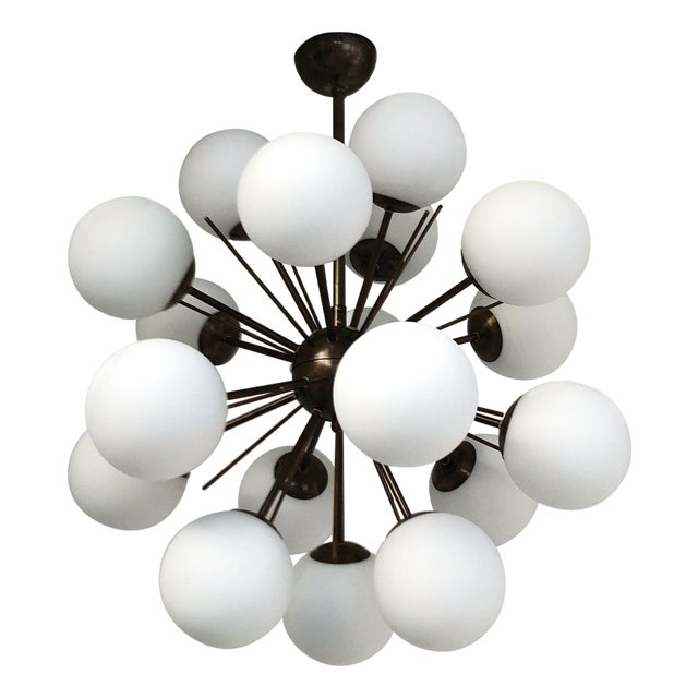 21st Century Diciotto Bronze Matte White Murano Sputnik Chandelier by Fabio LTD For Sale