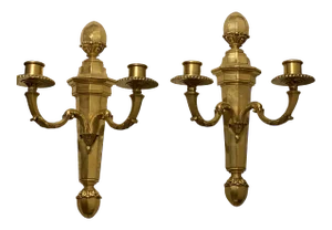 1920's American Classical Gilt Bronze Caldwell Sconces - Pair