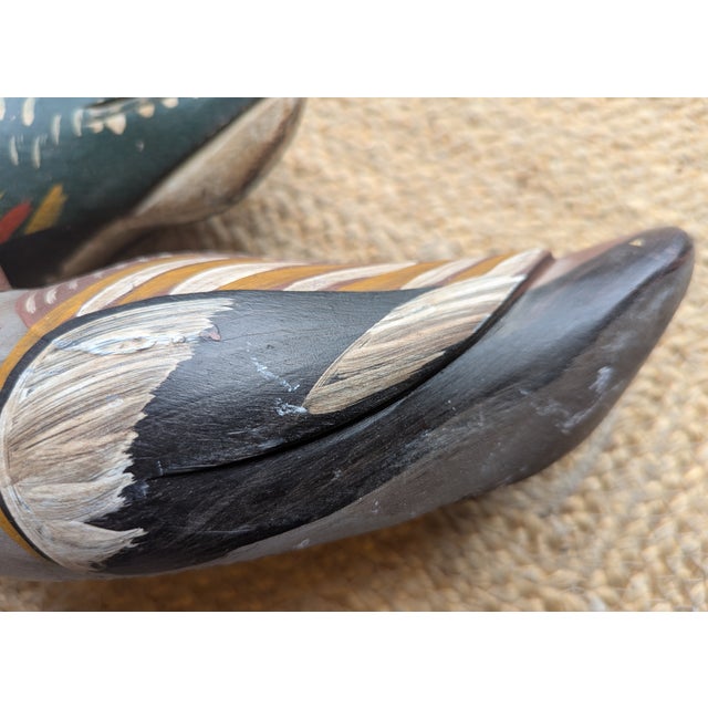 Antique Handmade Wooden Duck Decoys Made in Spain - A Pair For Sale - Image 15 of 18