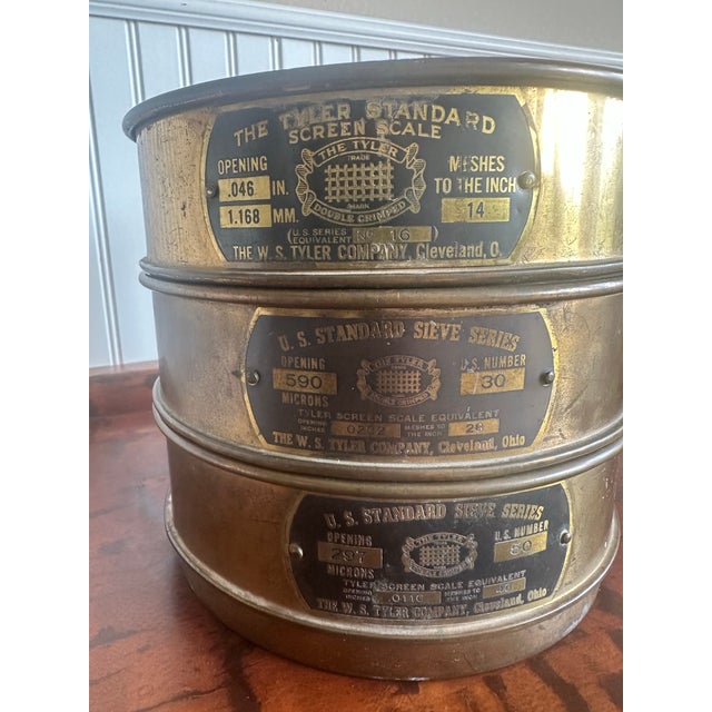 w.s. Tyler Company Set 3 Brass Sieves For Sale In Seattle - Image 6 of 6