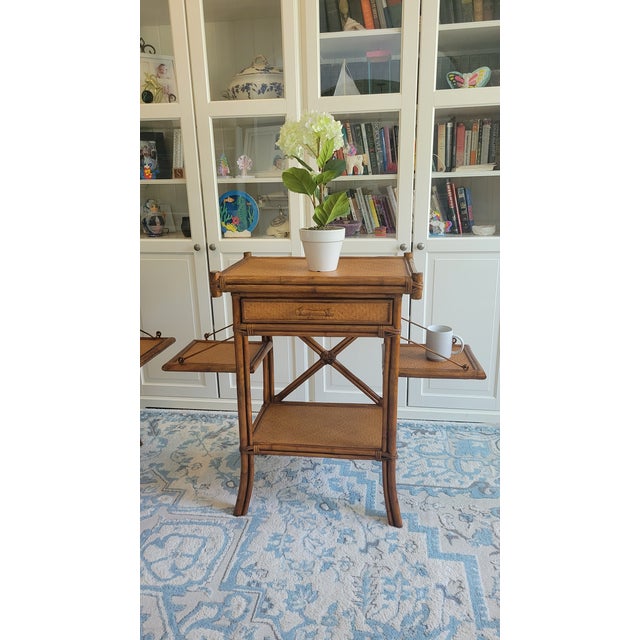 Vintage British Colonial Rattan Side Tables – Pair For Sale - Image 14 of 18