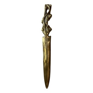 Art Nouveau Leaf Letter Opener in Brass, 1920s For Sale