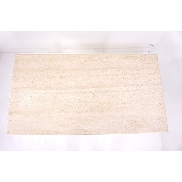 Mid-Century Modern Metal and Travertine Worktable, 1980s For Sale - Image 3 of 4