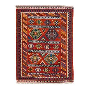 2020s Modern Kilim Handmade Multicolor Geometric Wool Rug