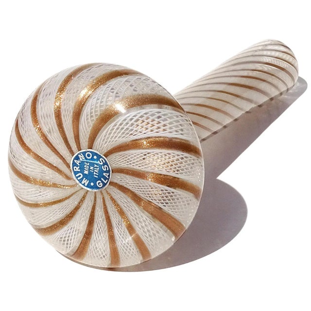 Vintage Fratelli Toso Murano White Copper Aventurine Ribbons Italian Art Glass Soliflore Flower Vase For Sale In Orlando - Image 6 of 7