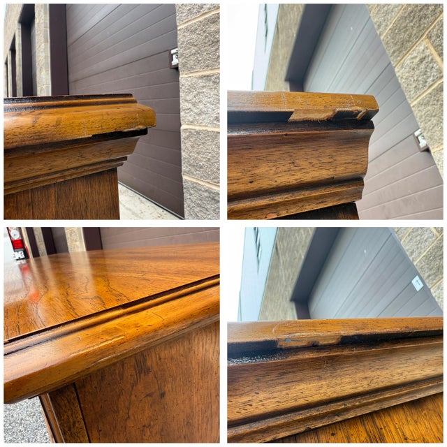 1970s Henredon Fine Furniture Spanish Revival Oak 9 Drawer Rolling Low Dresser For Sale - Image 13 of 15