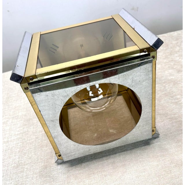 1960’s Mid Century Modern Sonneman Cube Chrome / Brass Ceiling Light Fixture For Sale - Image 11 of 12