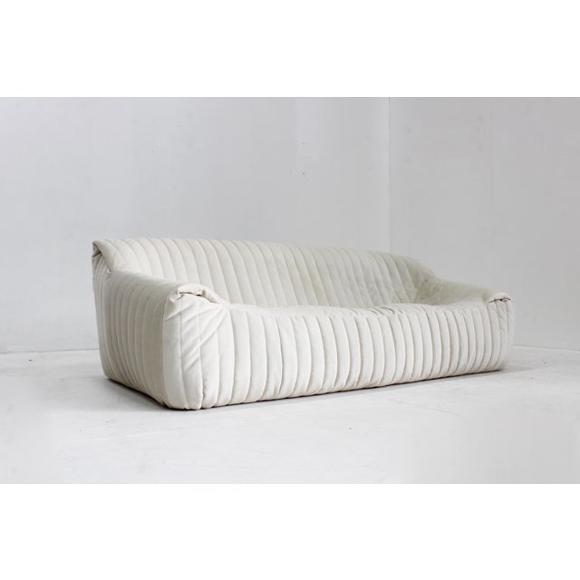 Vintage Cinna Sandra Three-Seater Sofa in Beige Velvet from Ligne Roset, 1970s For Sale - Image 11 of 14
