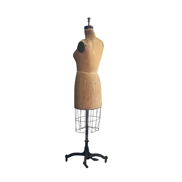 Vintage original Wolf 1956 dress form mannequin, New York. Well worn Benjamin model dress form mannequin in size 14 on a...