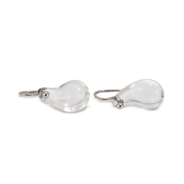 Early 21st Century Tiffany & Co. Elsa Peretti Platinum Rock Crystal Teardrop Pierced Dangle Earrings, A Pair For Sale - Image 5 of 8