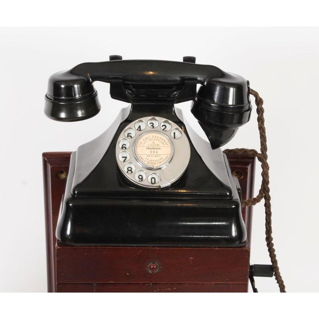 Vintage Black Bakelite Rotary Wall Cradle Telephone and Dictograph, 1940s, Set of 2 For Sale - Image 3 of 17