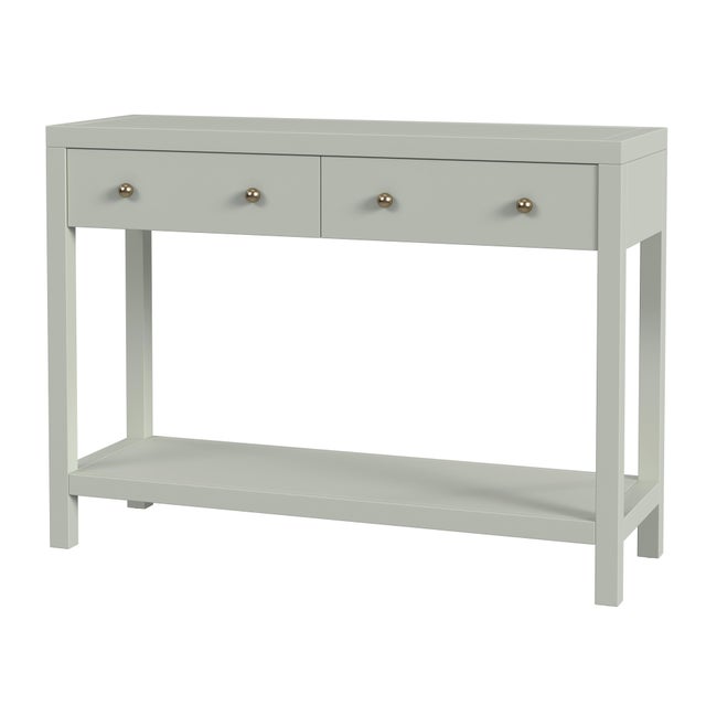 Green Nora 40 in. W Rectangular Wood 2 Drawer Console Table with Lower Open Shelf, Sage Green For Sale - Image 8 of 8