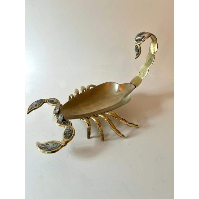 Mid 20th Century Mexican Brass Abalone and Chrome Scorpion in the Style of Los Castillo For Sale - Image 5 of 7