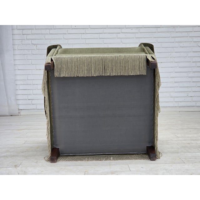 Vintage Danish Armchair in Green Furniture Velour and Beech Wood, 1970s For Sale - Image 18 of 18