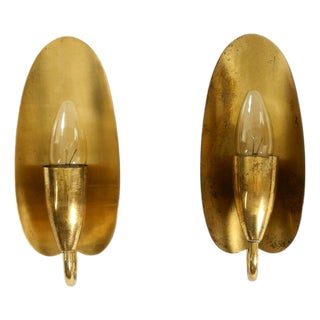 Mid-Century Modern Brass Wall Lamps, 1950s, Set of 2 For Sale