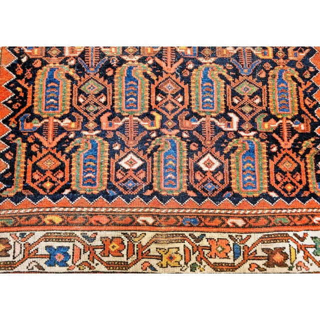 Early 20th Century Vintage Persian Malayer Area Rug, All-Over Paisley Pattern, Navy & Ivory, 5’ X 6’ For Sale - Image 9 of 16