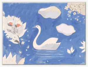 Swan in Lake Art Print in White Frame by Paule Marrot