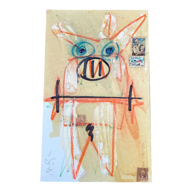 1980’s Original Wayne Cunningham Abstract Painting/ Drawing For Sale