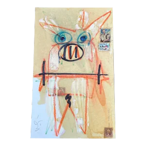 1980’s Original Wayne Cunningham Abstract Painting/ Drawing