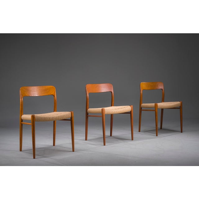 Danish Teak Mod. 77 Dining Chairs with Paper Cord by Niels O. Møller for J.L. Møllers, 1959, Set of 3 For Sale - Image 11 of 11