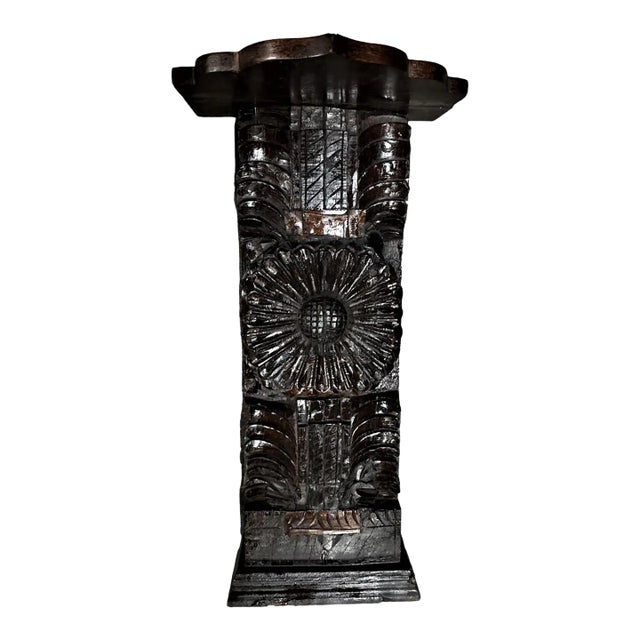 Heavily Carved Mexican Pedestal or Plant Stand For Sale