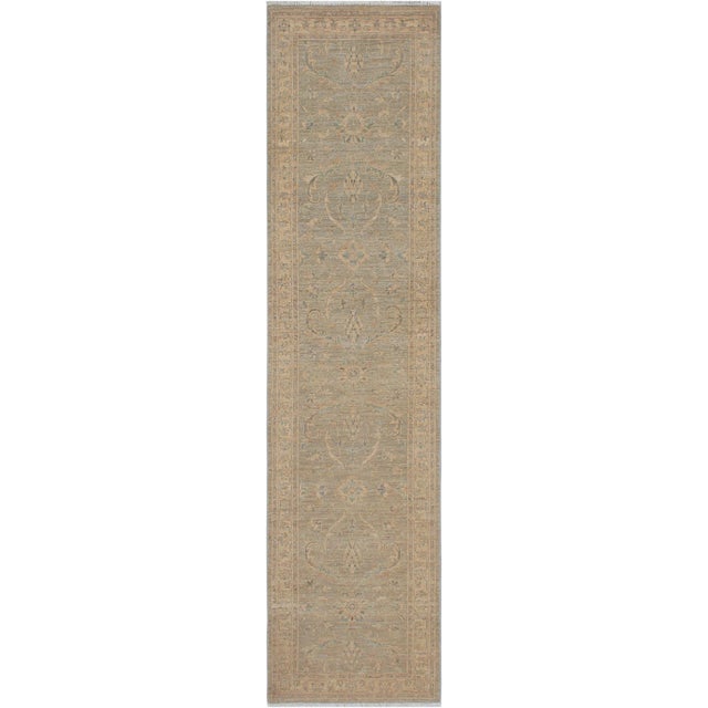 Boho Chic Ziegler Grey/Beige Wool Runner Rug- 2'5'' X 9'8'' For Sale - Image 10 of 10