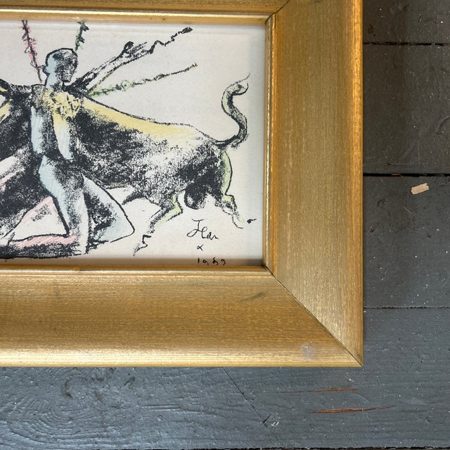 Abstract Expressionism 1960’s Jean Cocteau Original Lithograph “Torero” For Sale - Image 3 of 4