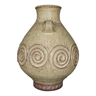 1970s West German Ceramic Amphora Vase, Attributed to Scheurich, Spiral Relief For Sale