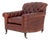 George Smith Red Leather Upholstered Club Chair For Sale